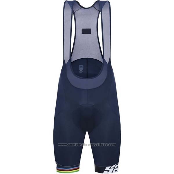 2019 Maillot Cyclisme USA Blanc Fonce Bleu Manches Courtes et Cuissard